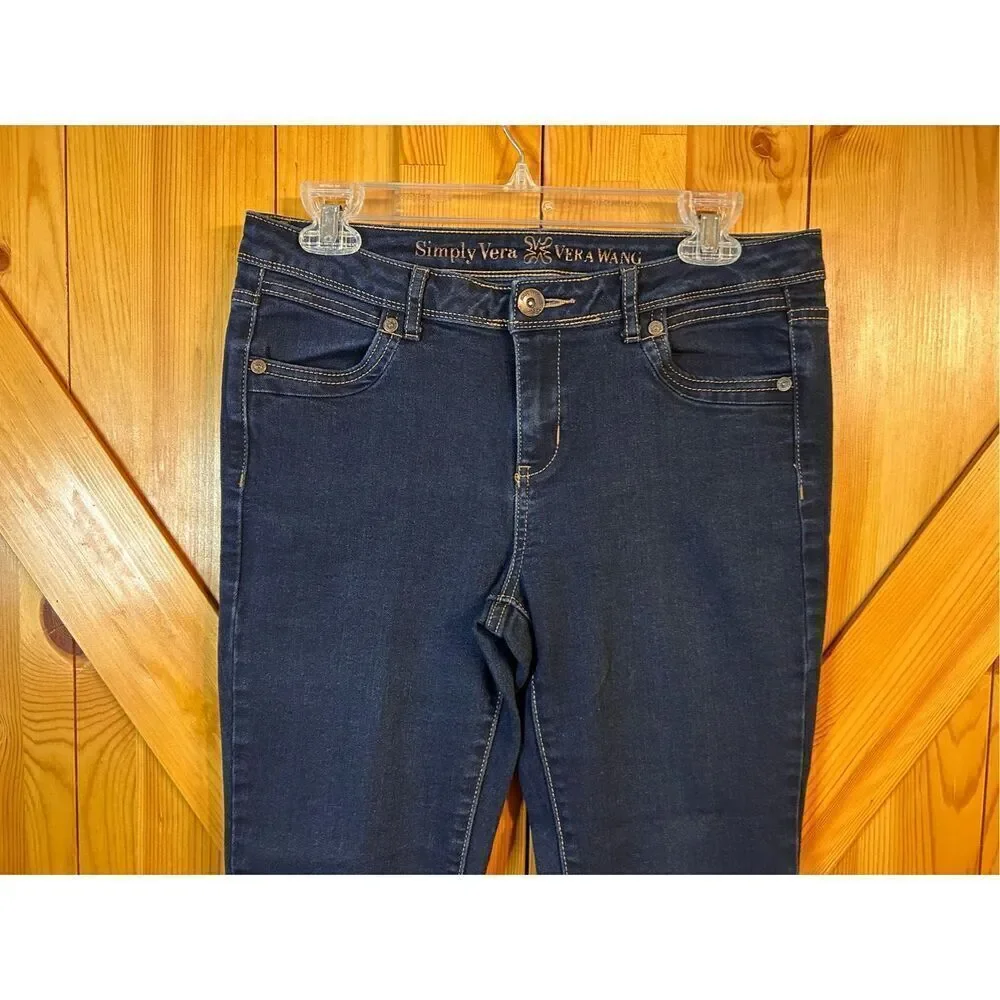 Simply Vera Vera Wang Women's Size 6 Blue Skinny Dark Wash Stretch Jeans (4589)